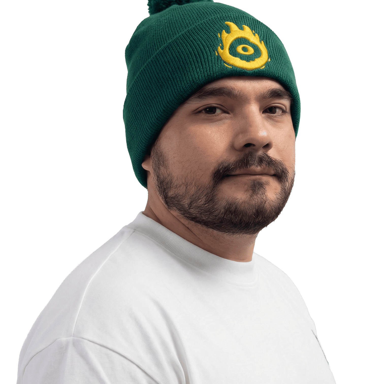 Gorro Fire Gods Gods Beard Cult vista lateral bordado verde