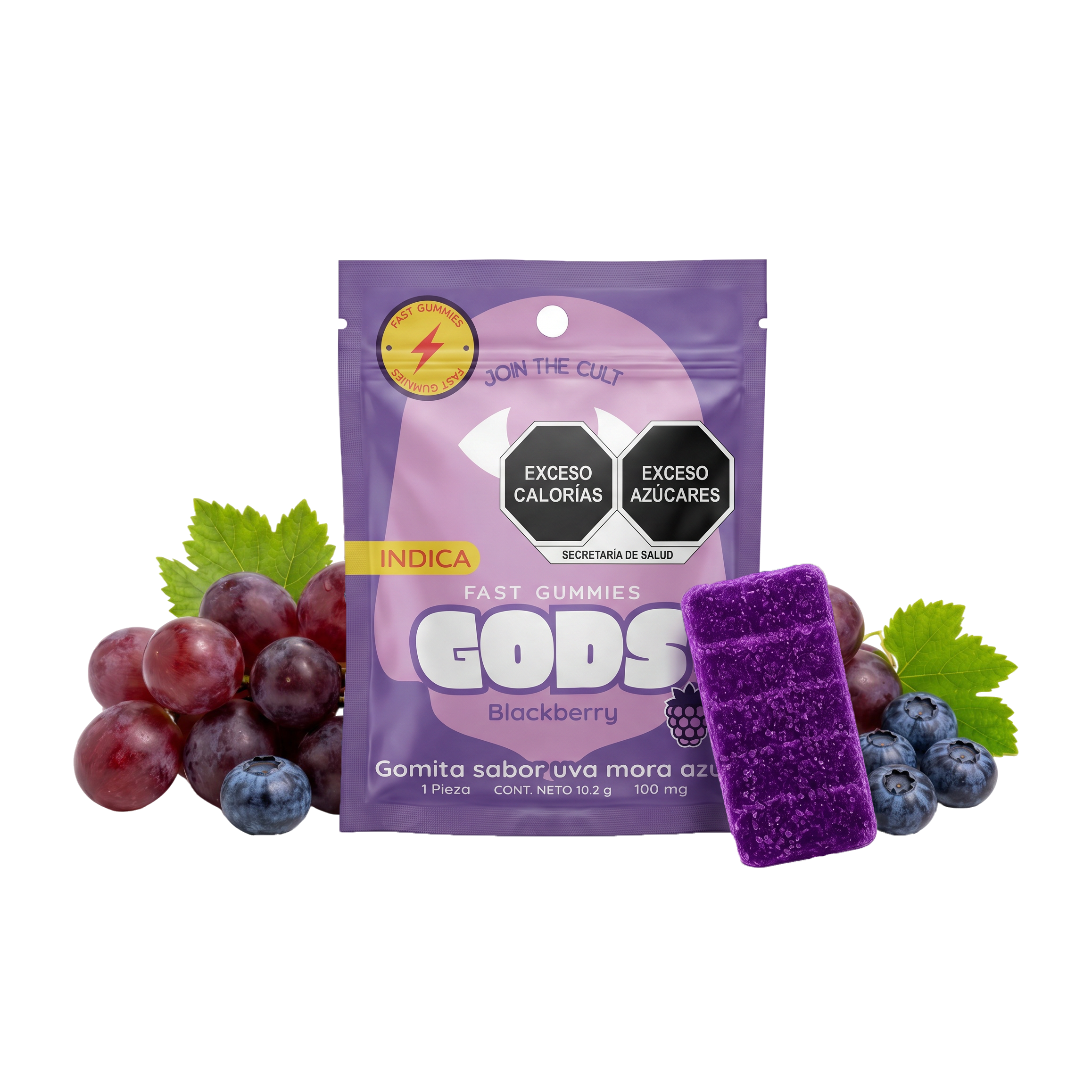 Gomitas Blackberry Indica Nanotech D9+HHC 100 mg — 1 pieza — GODS Fast