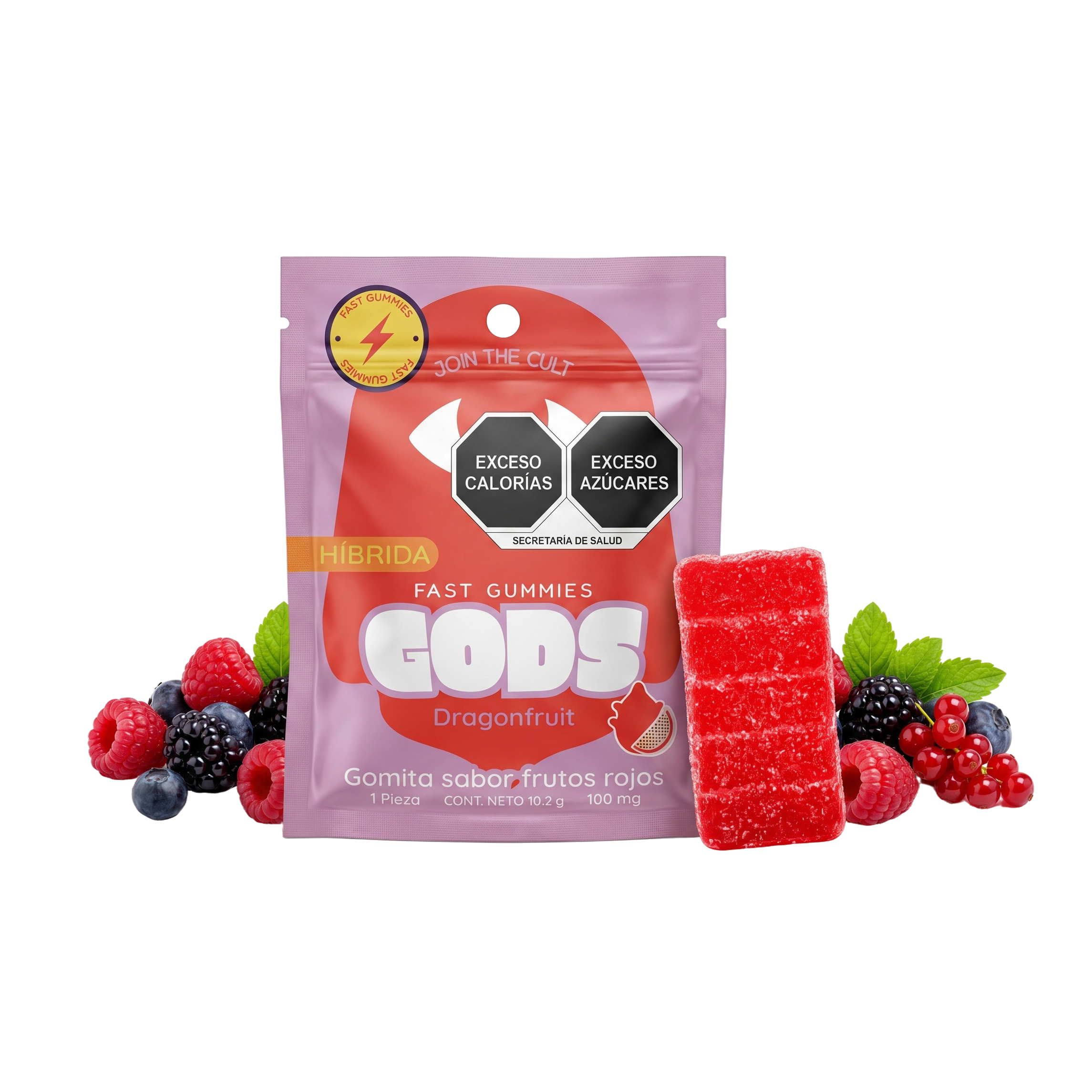 Gomitas Dragonfruit Hibrida Nanotech D9+HHC 100 mg — 1 pieza — GODS Fast