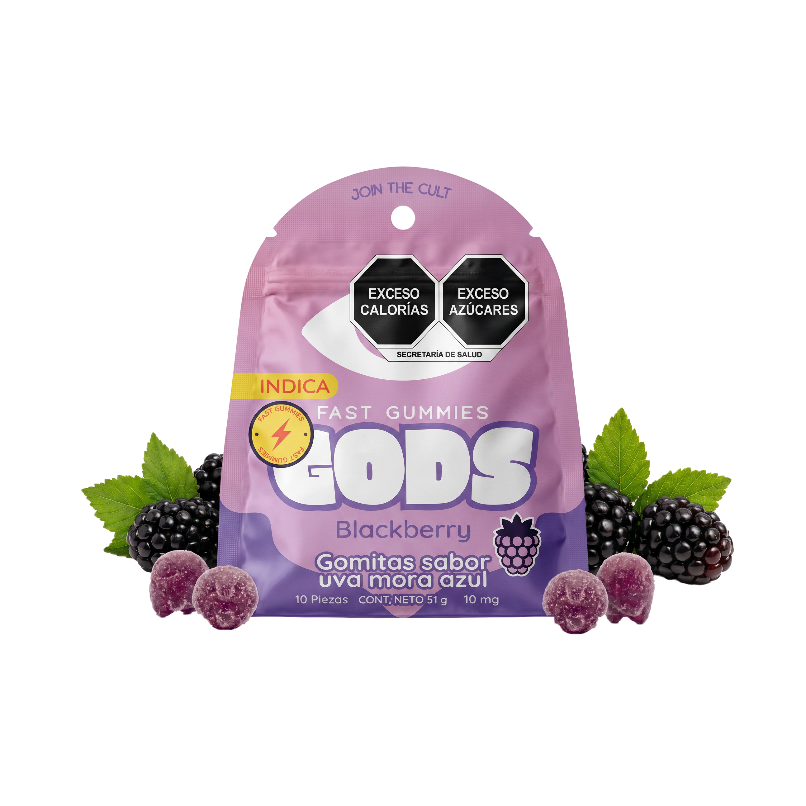 gomitas sabor blackberry de 10mg incluye 10 pieza GODS Fast Gummies