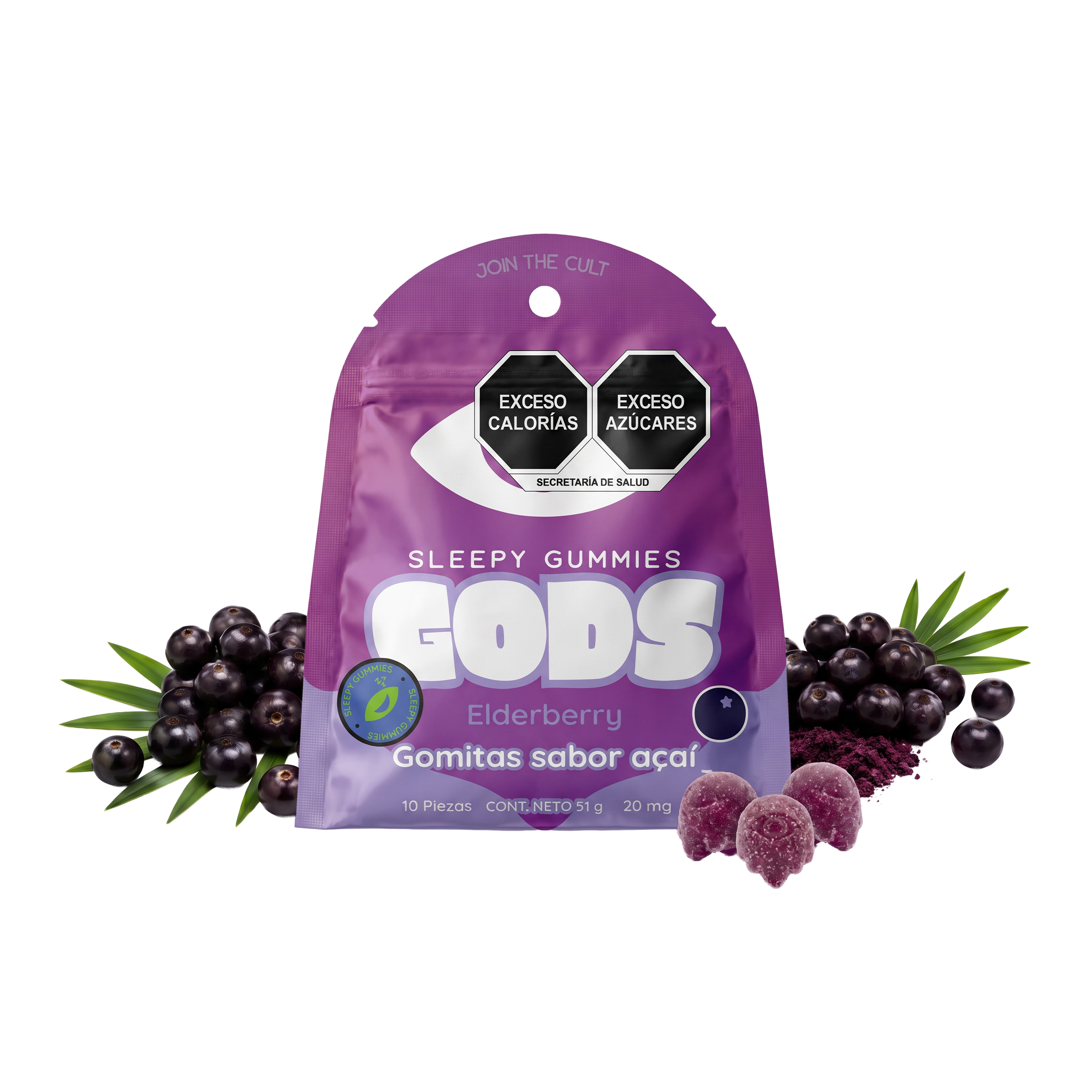Gomitas D9 + CBN sabor Elderberry, pensadas para la noche.