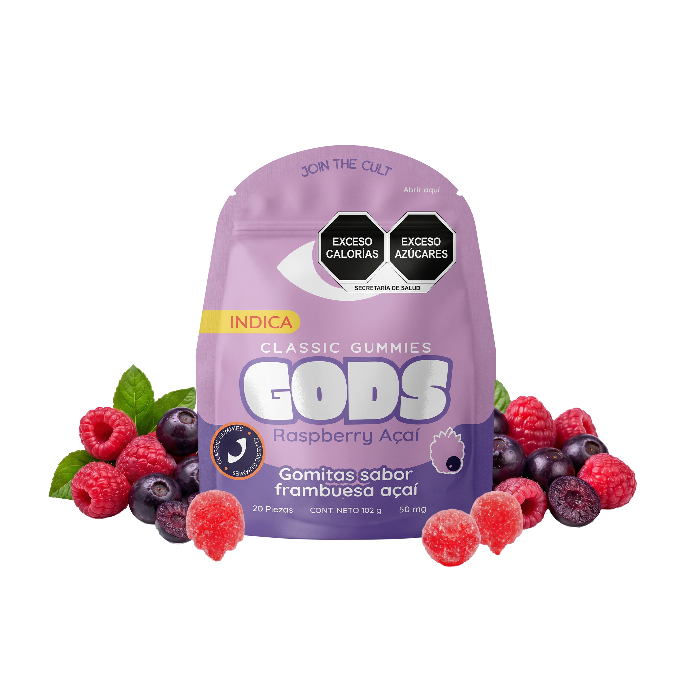 Gomitas Raspberry D9+HHC 50 mg — 20 piezas — GODS Classic