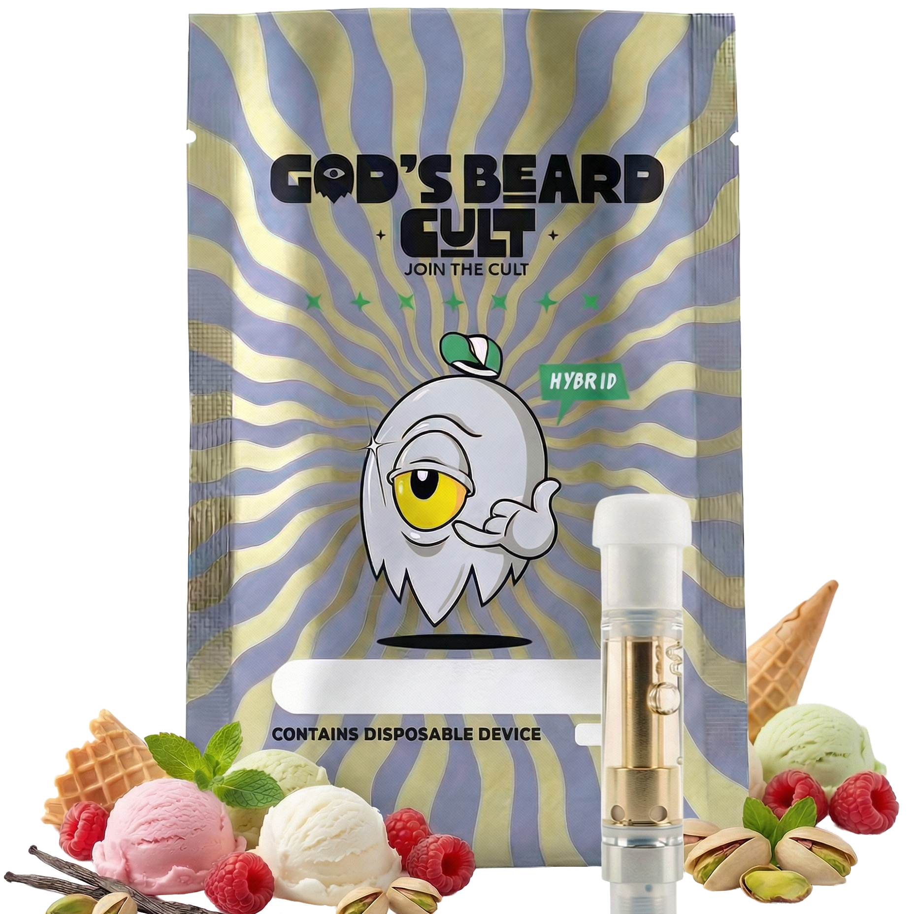 Gods Beard Cult | Cartucho 1mL | HHC + Live Resin + THCP | Pluma de Wax