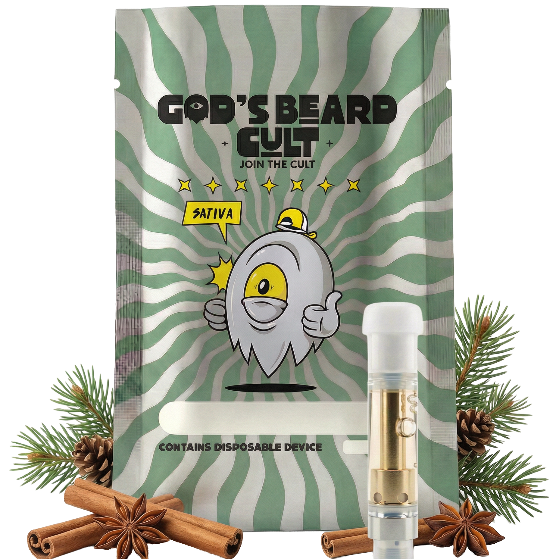 Gods Beard Cult | Cartucho 1mL | HHC + Live Resin + THCP | Pluma de Wax