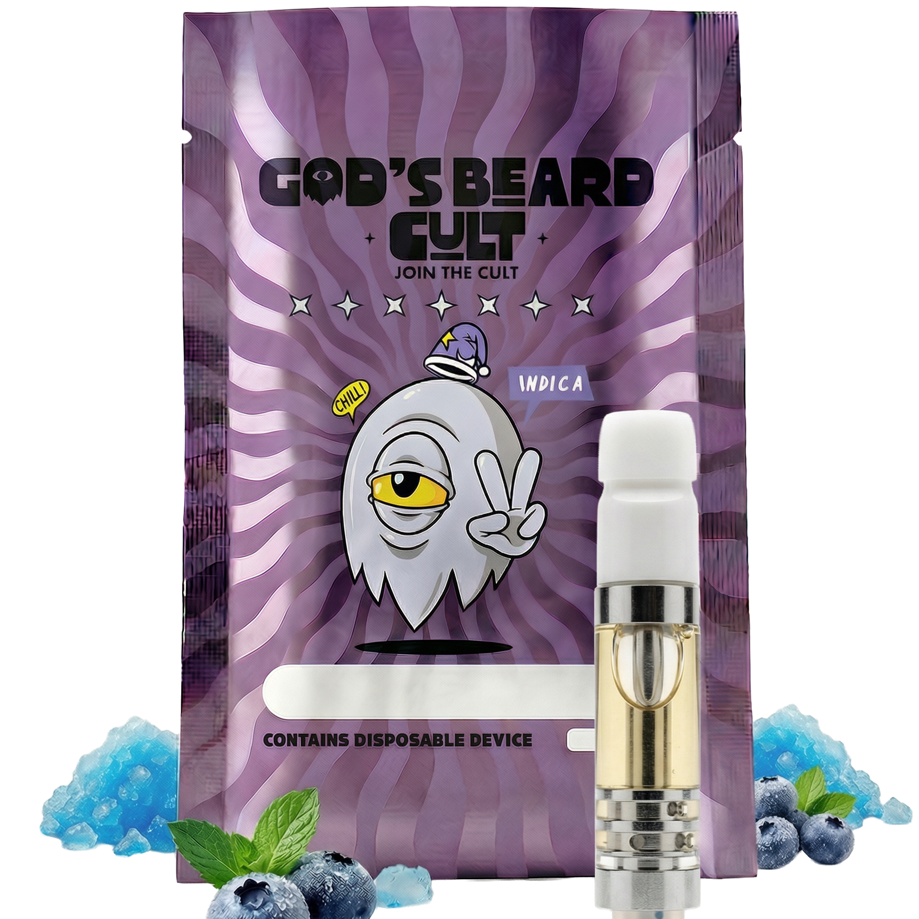 Cartucho 2 mL Blue Icee Indica – pluma de wax HHC + THCP Gods Beard Cult