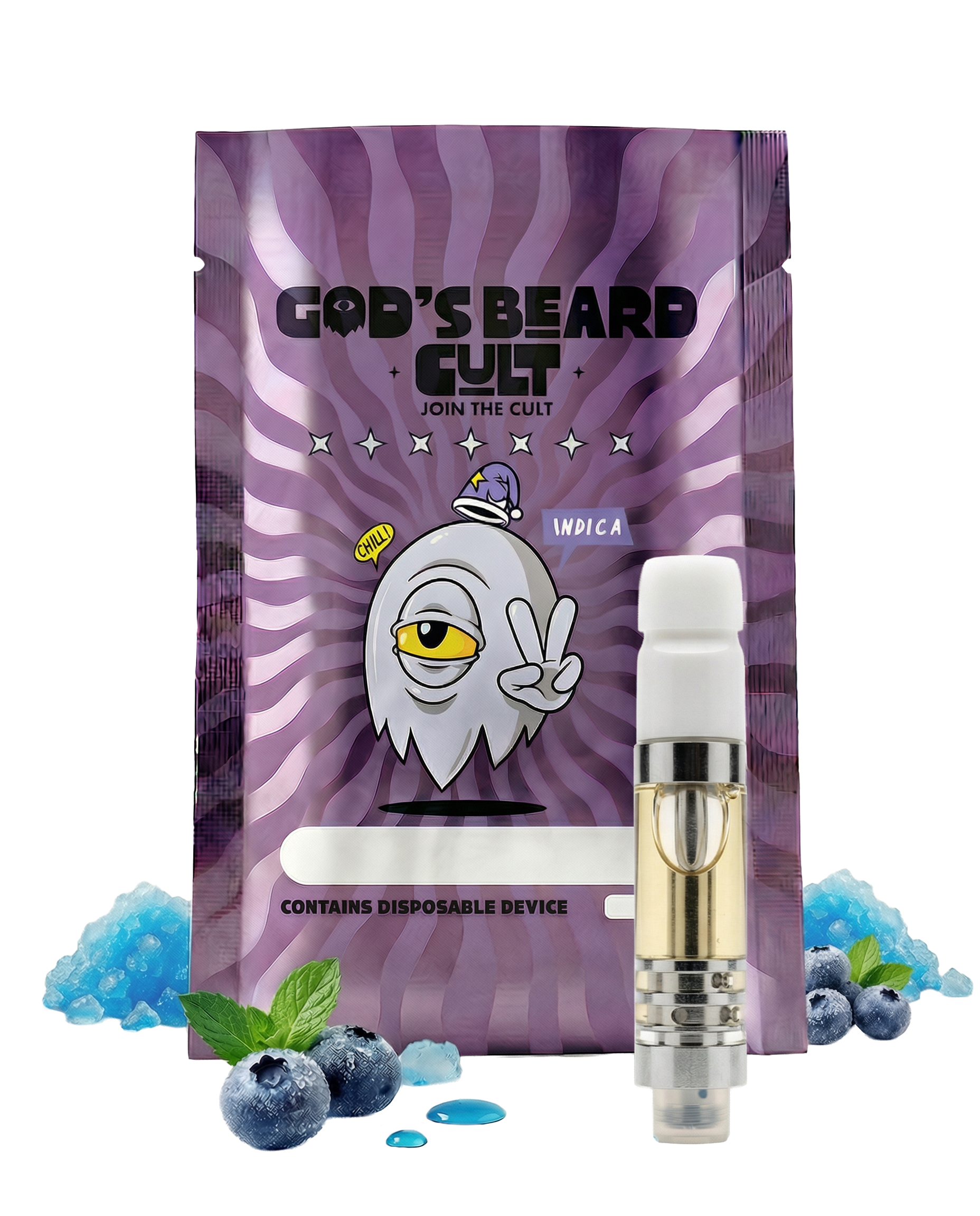 Cartucho 2 mL Blue Icee Indica – pluma de wax HHC + THCP Gods Beard Cult