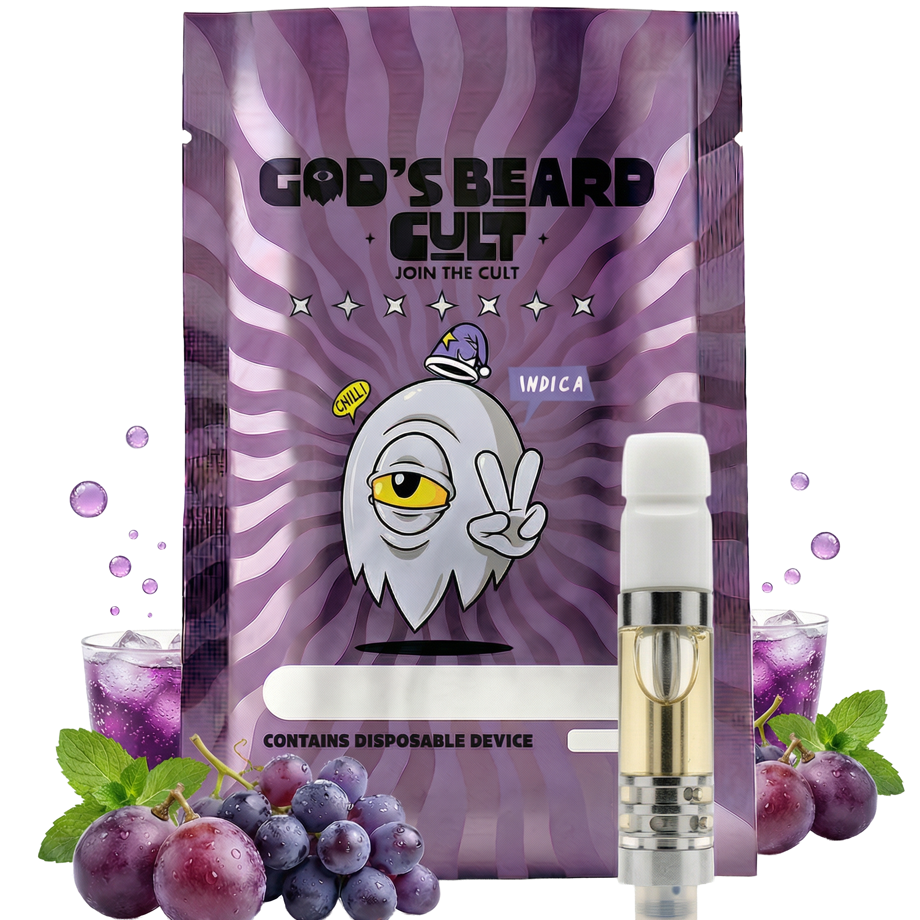 Cartucho 2 mL Delaware Punch Indica – pluma de wax HHC + THCP Gods Beard Cult