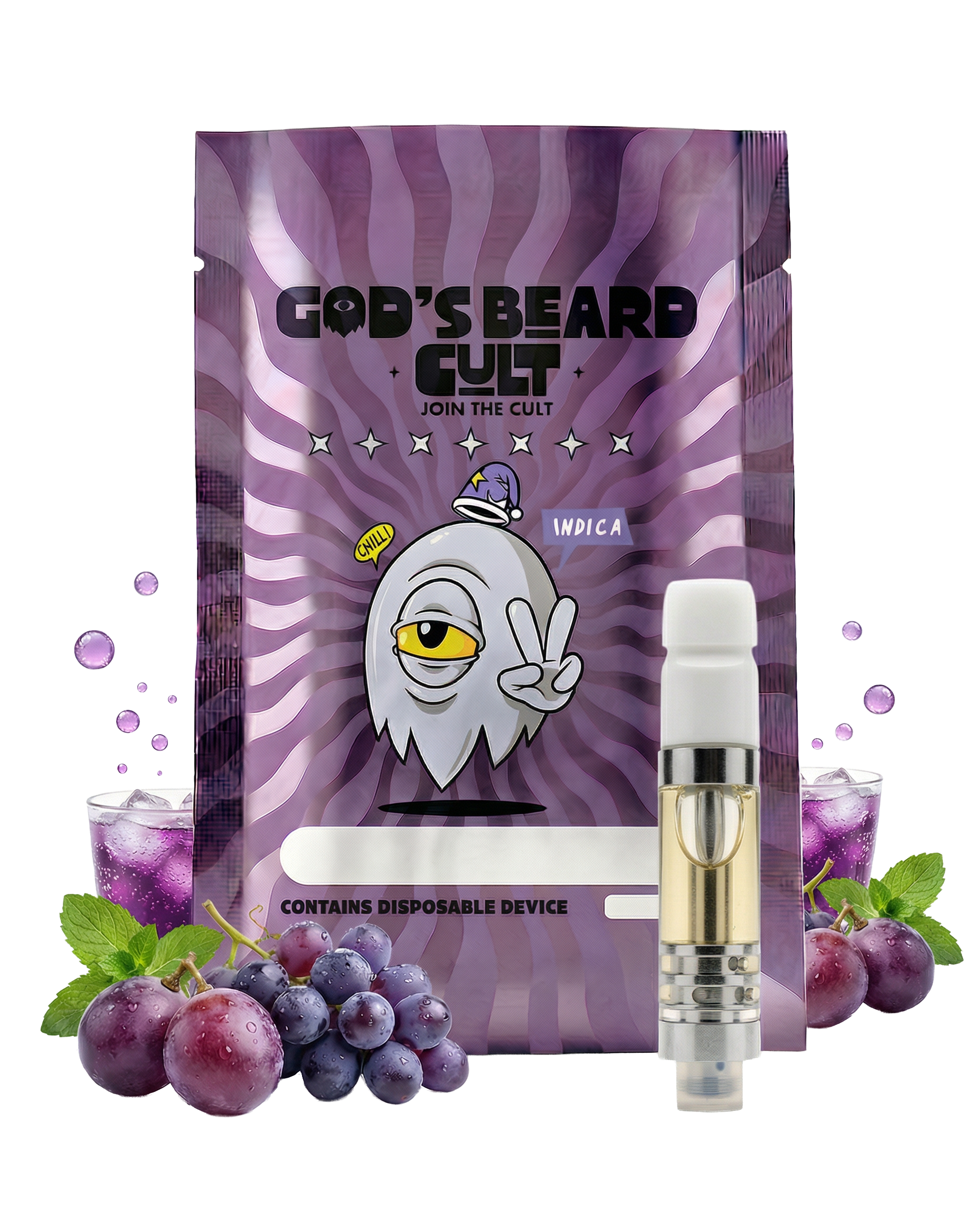 Cartucho 2 mL Delaware Punch Indica – pluma de wax HHC + THCP Gods Beard Cult