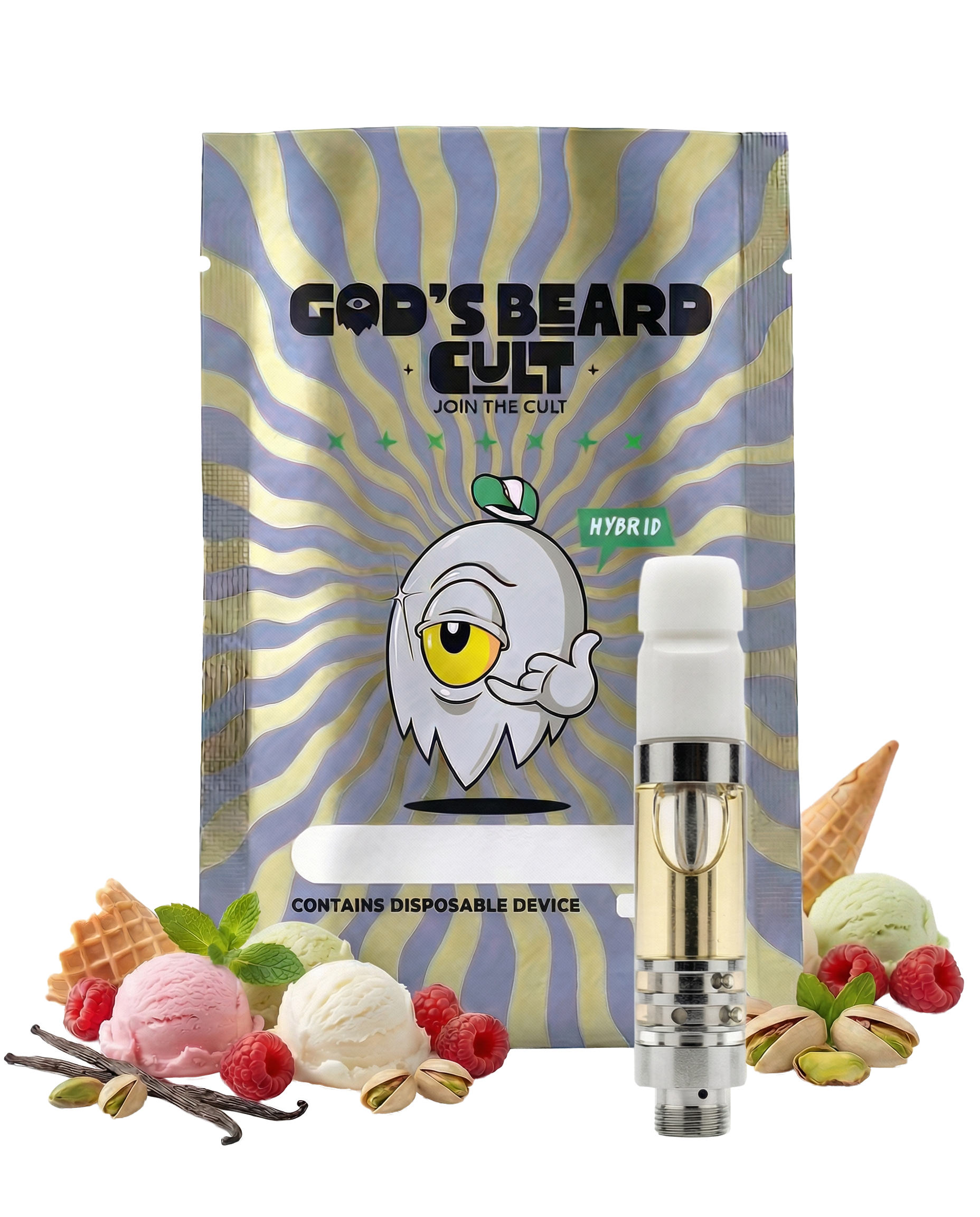 Cartucho 2 mL Gelato Híbrida – pluma de wax HHC + THCP Gods Beard Cult