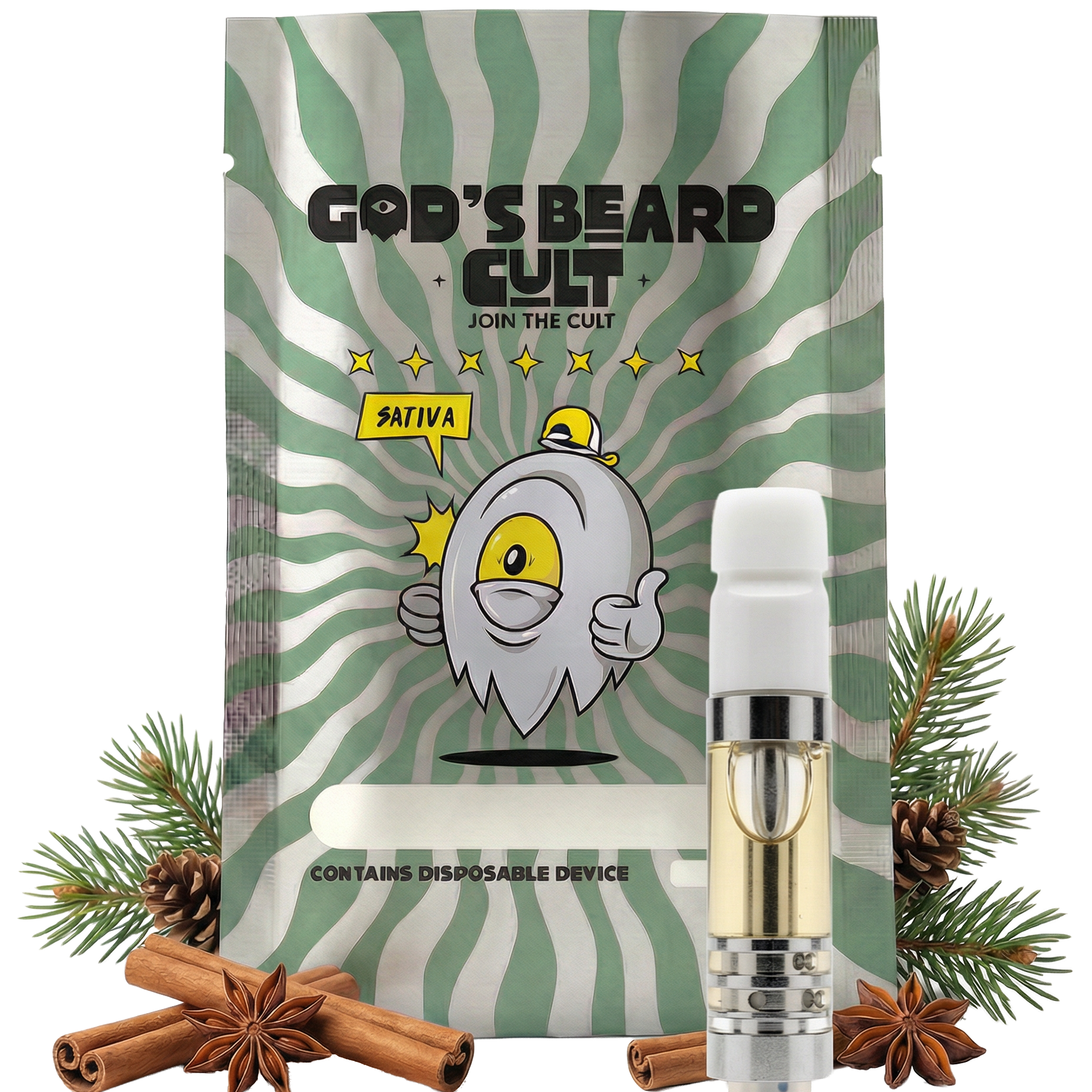 Cartucho 2 mL Jack Herer Sativa – pluma de wax HHC + THCP Gods Beard Cult
