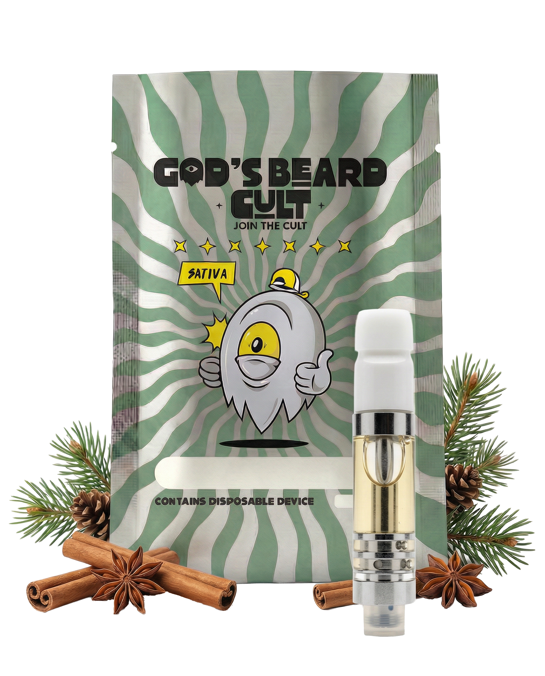 Cartucho 2 mL Jack Herer Sativa – pluma de wax HHC + THCP Gods Beard Cult