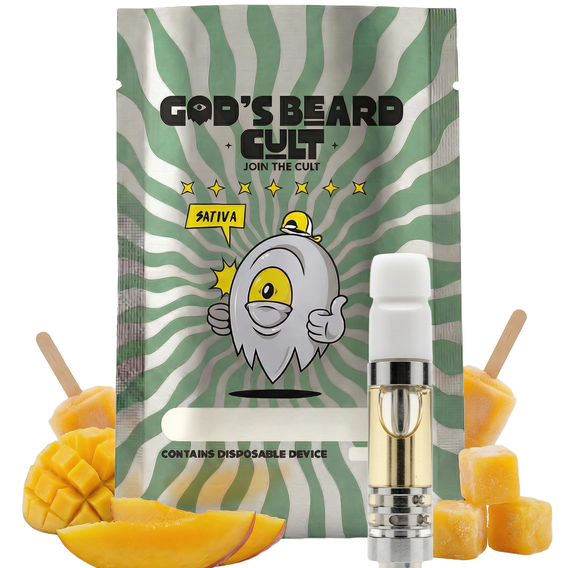 Cartucho 2 mL Mangonada Sativa – pluma de wax HHC + THCP Gods Beard Cult
