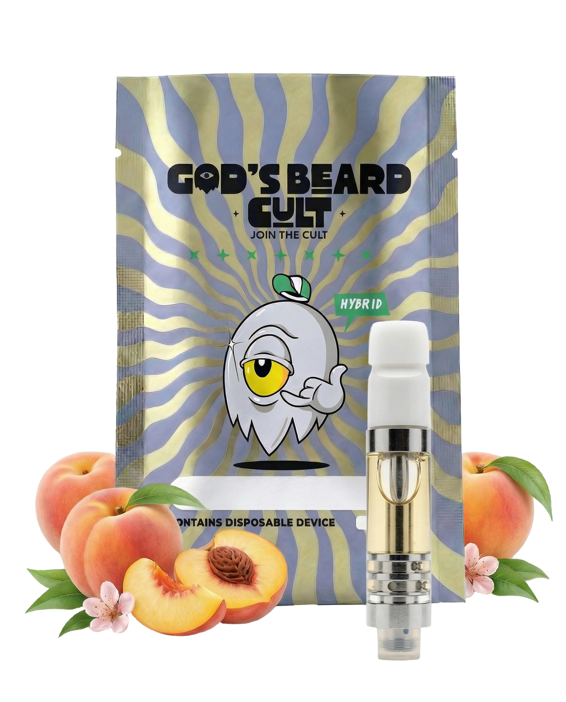 Cart 2 mL Peach Fuzz (Híbrida) – cartucho HHC + THCP pluma de wax Gods Beard Cult