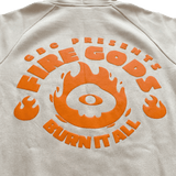 Detalle capucha y cordones sudadera Fire Gods Burn It All tono beige
