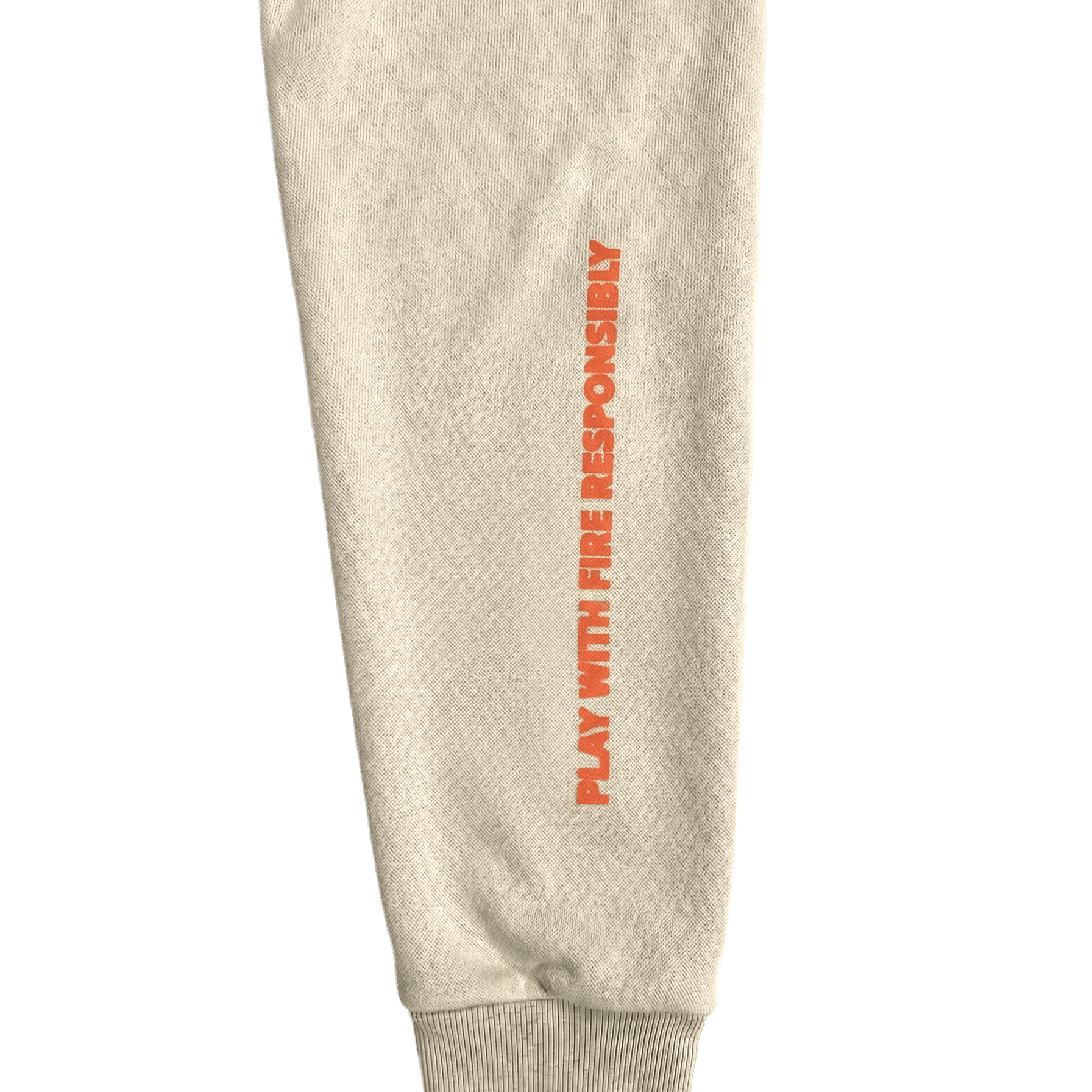 Vista trasera hoodie beige GBC Fire Gods diseño gráfico completo