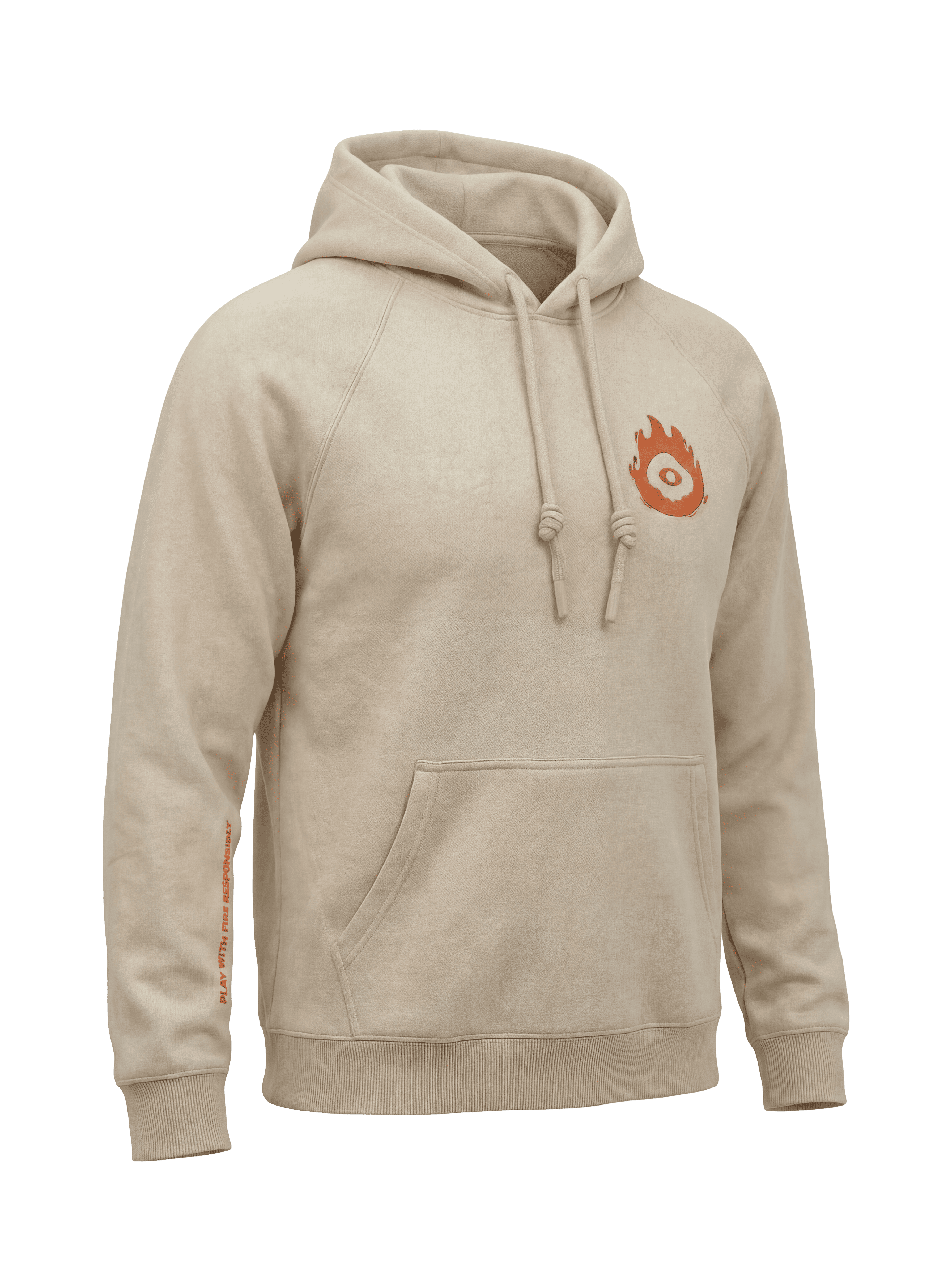 Hoodie GBC Burn It All beige textura tela y acabado premium cannabis brand