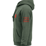 Etiqueta interior hoodie hecha en México Gods Beard Cult — marca y composición textil