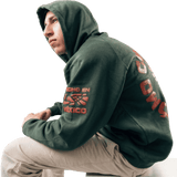 Detalle estampado hoodie ¿Cómo Chingados No? Gods Beard Cult — gráfica cultura cáñamo