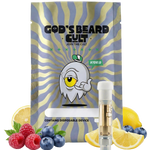 Detalle etiqueta cartucho cannabis 1 mL HHC + THCP Gods Beard Cult