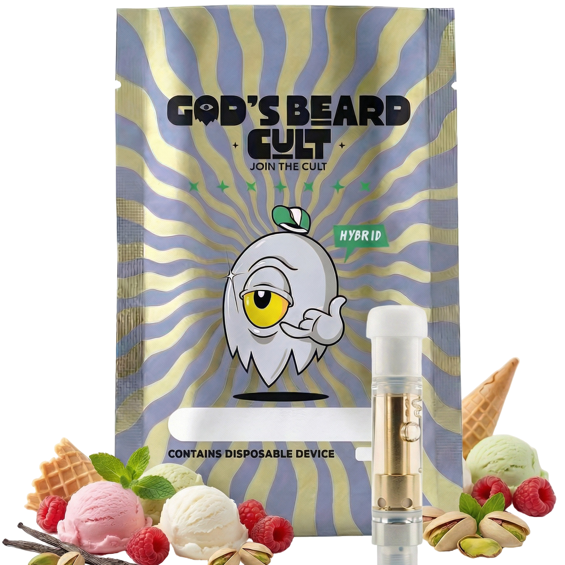 Gods Beard Cult | Cartucho 1mL | HHC + Live Resin + THCP | Pluma de Wax