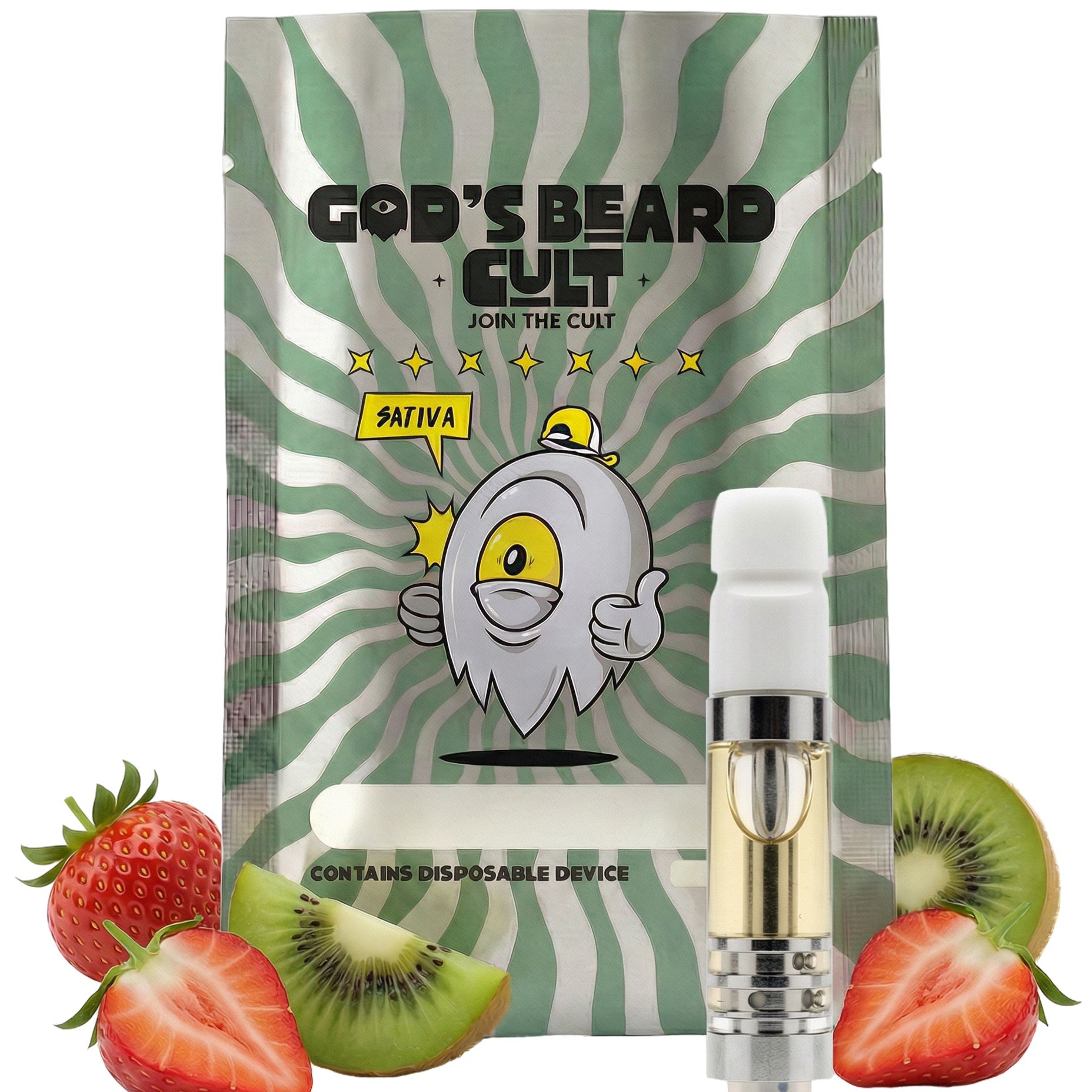 Cartucho wax 2 mL HHC + THCP sabor Arizona Fresa-Kiwi (Sativa) – Gods Beard Cult México