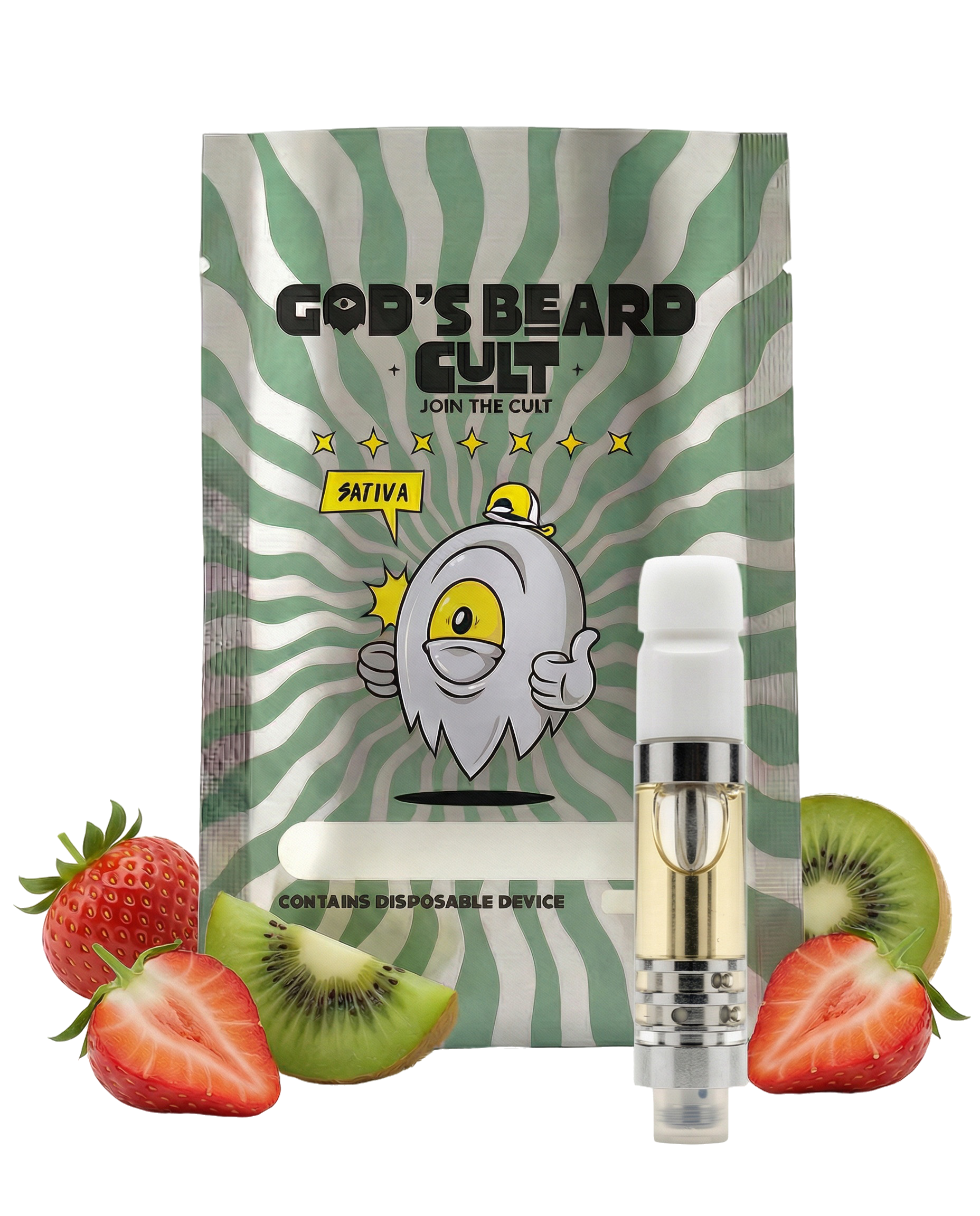 Cartucho wax 2 mL HHC + THCP sabor Arizona Fresa-Kiwi (Sativa) – Gods Beard Cult México