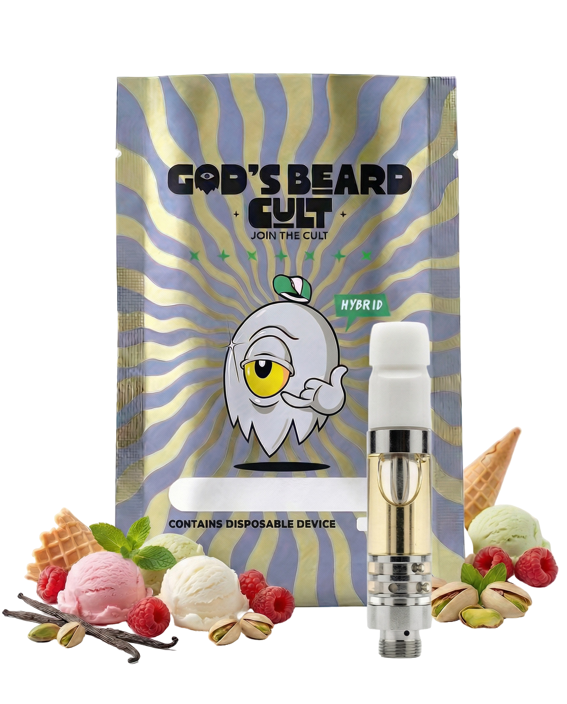 Cartucho 2 mL Gelato Híbrida – wax pen HHC Live Resin Gods Beard Cult