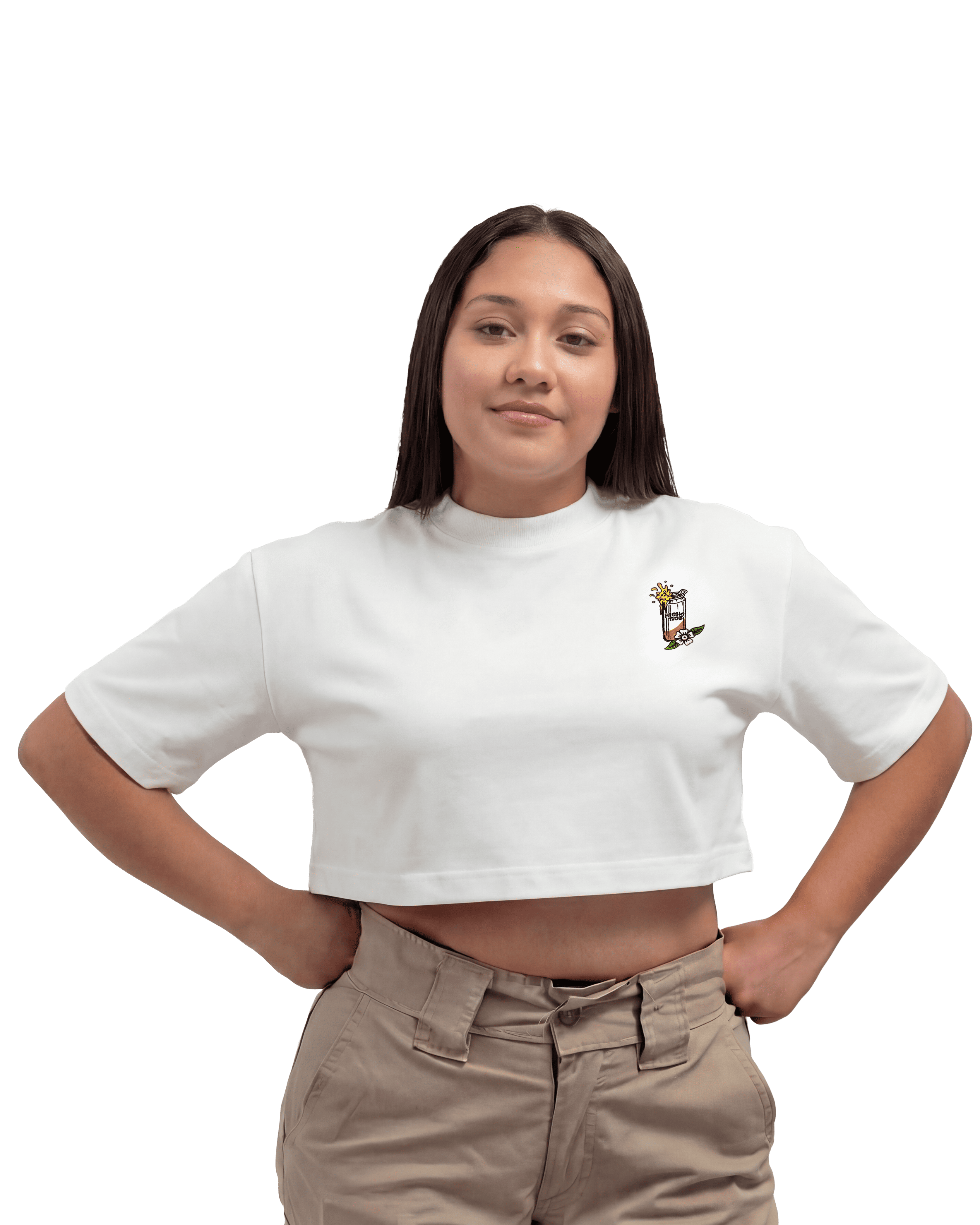 Modelo usando crop top Surf The High High Tides Club México