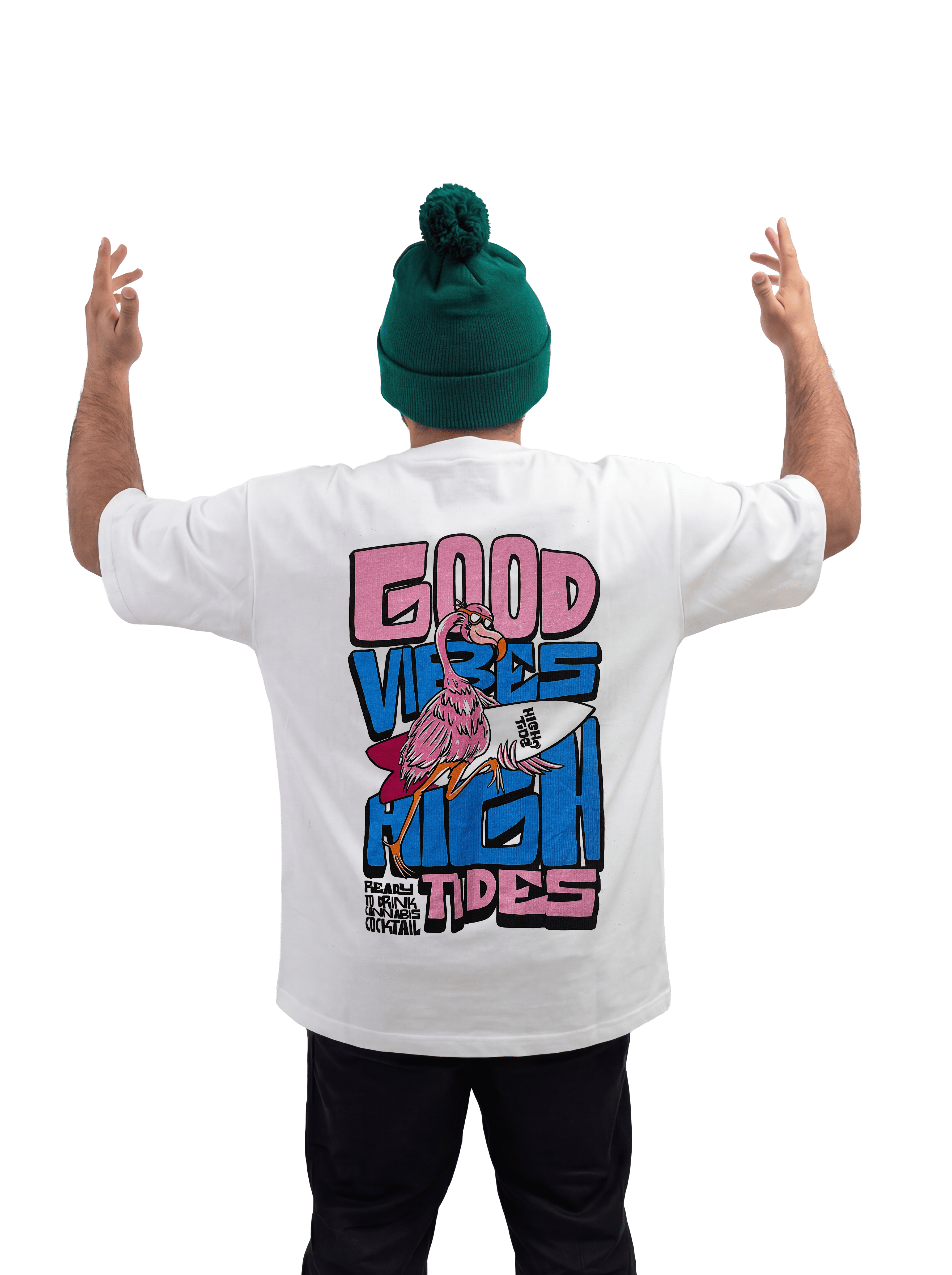 Detalle bordado o estampado Good Vibes High Tides cáñamo lifestyle