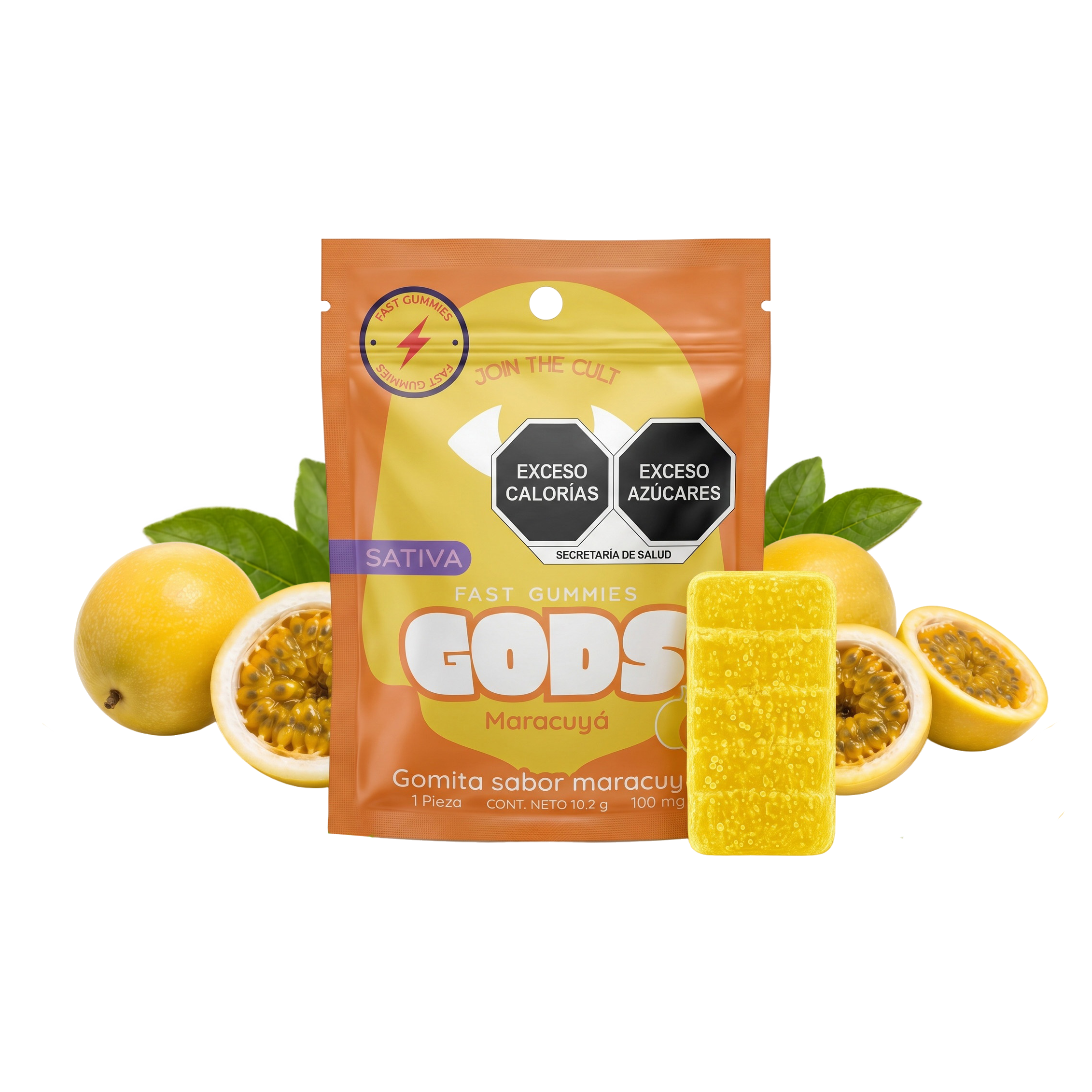 Gomitas Maracuya Sativa Nanotech D9+HHC 100 mg — 1 pieza — GODS Fast