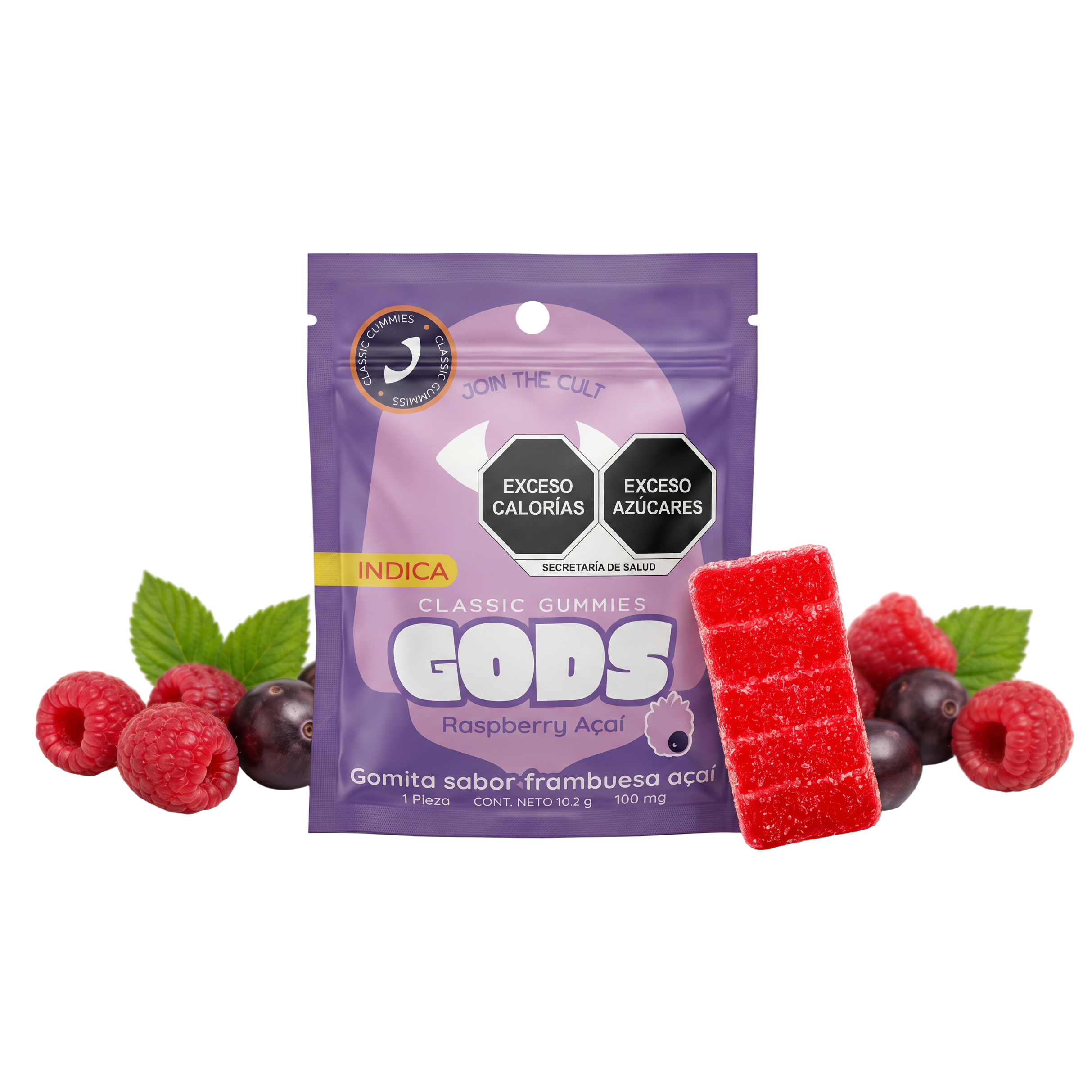 Gomitas Raspberry Açaí D9+HHC 100 mg — 1 pieza — GODS Classic